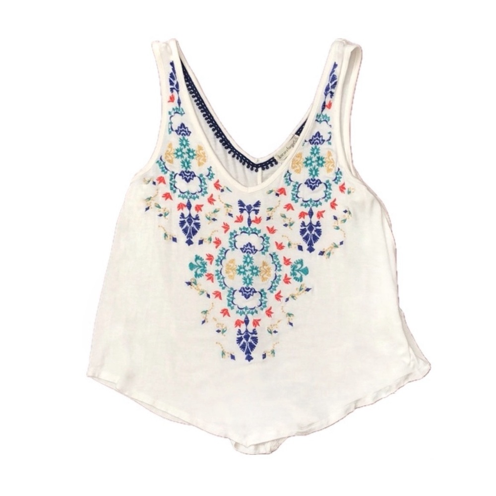 💋Eyeshadow Cream Colorful Rainbow Embroidered Boho Sleeveless Tank Top